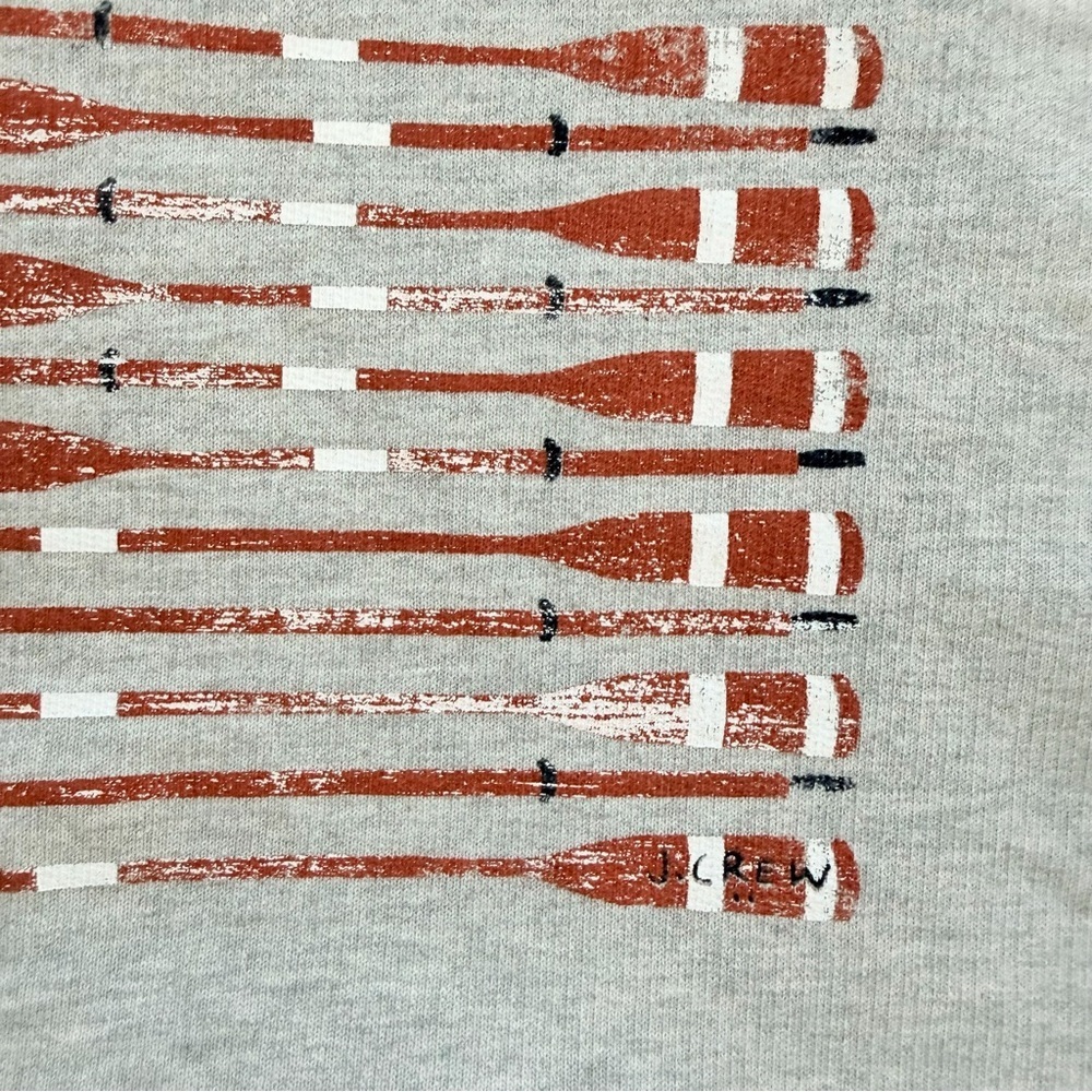 J.Crew Men’s Oars Terry Pullover Sweatshirt Gray American Flag Graphic nautical - Picture 8 of 15